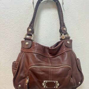 B. Makowsky Rich Brown Leather Shoulder Bag